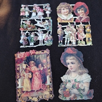 pige børn gamle klæder vintage glansbilleder EF 7063 gammelt glansbillede